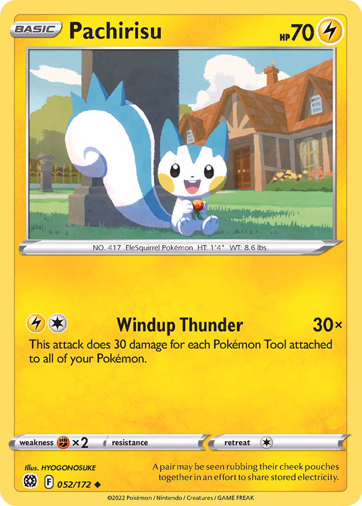 Pachirisu Pokemon card (052/172, Brilliant Stars)