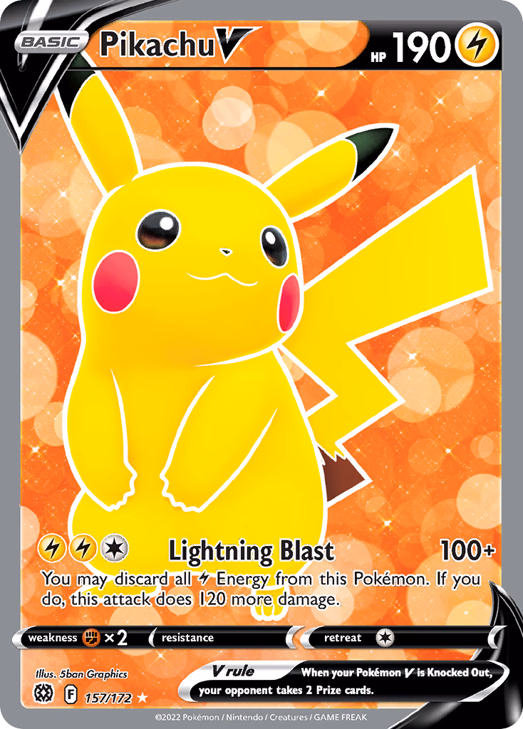 Pikachu V Pokemon card (157/172, Brilliant Stars)