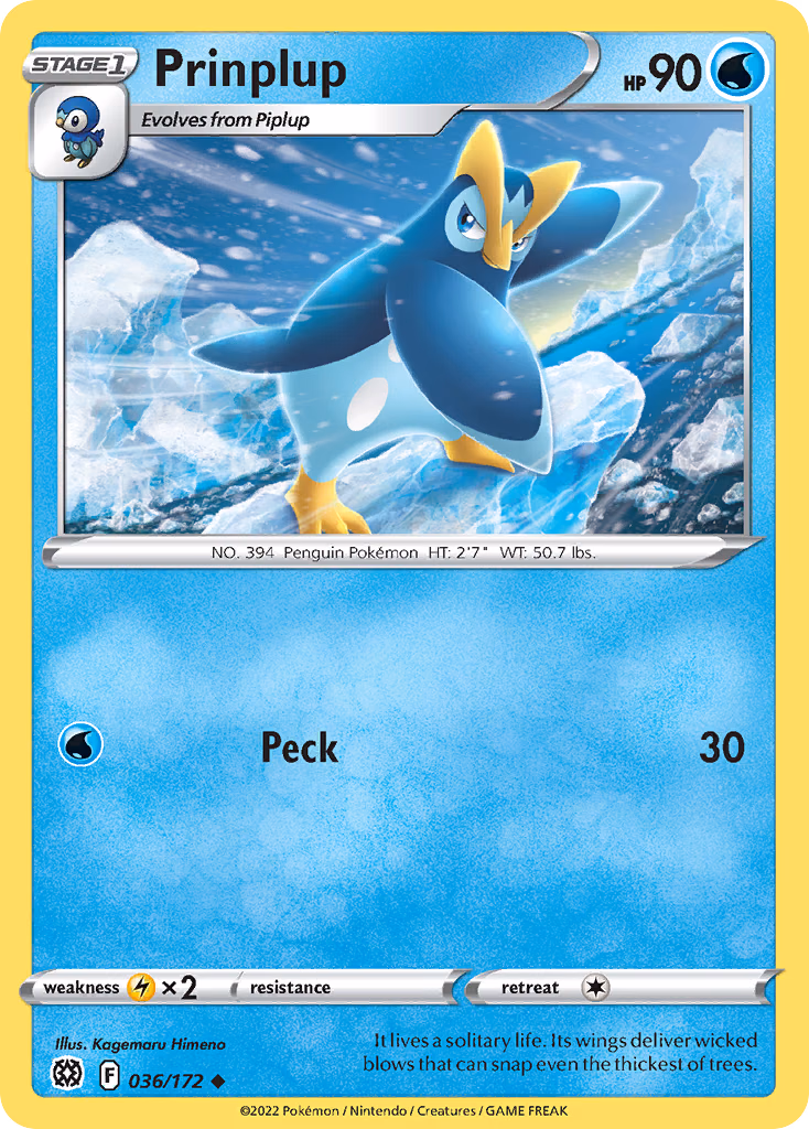 Prinplup Pokemon card (036/172, Brilliant Stars)