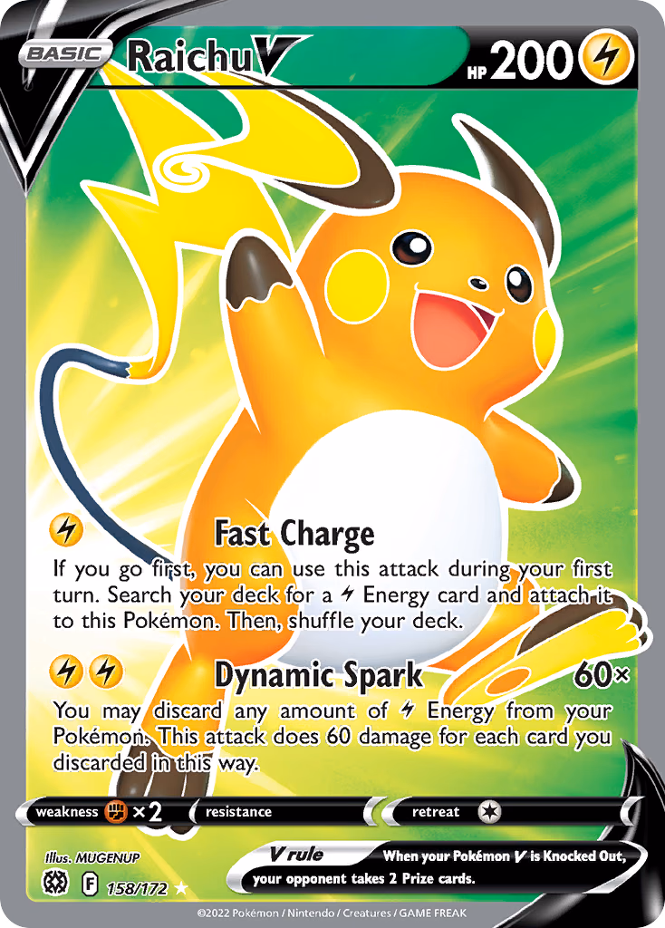 Raichu V Pokemon card (158/172, Brilliant Stars)