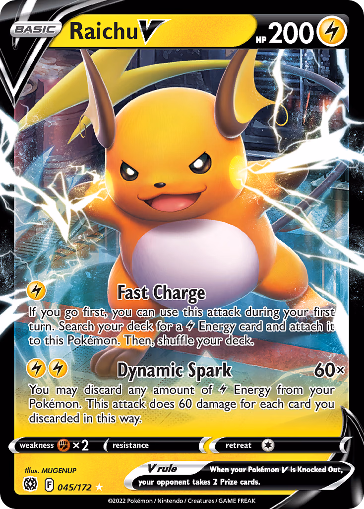 Raichu V Pokemon card (045/172, Brilliant Stars)