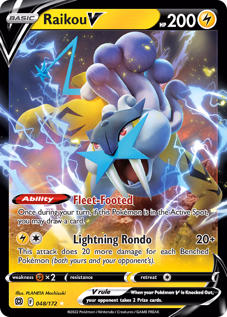 Raikou V Pokemon card (048/172, Brilliant Stars)