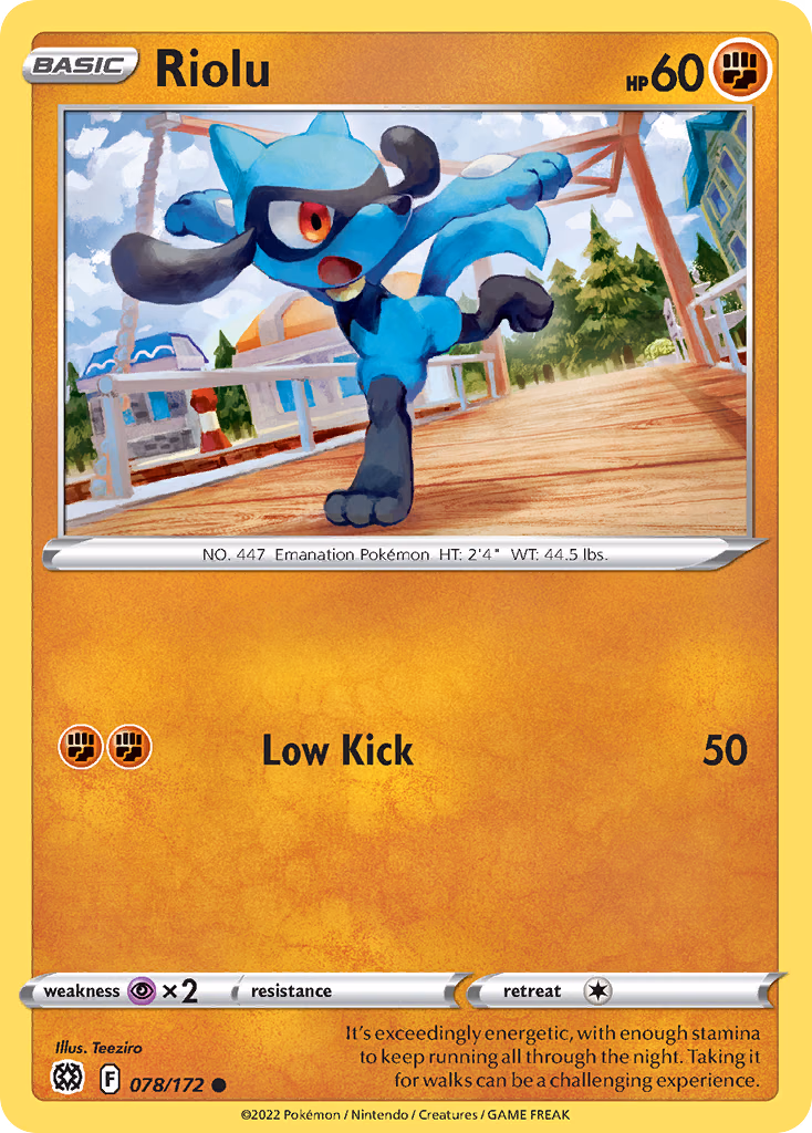 Riolu Pokemon card (078/172, Brilliant Stars)