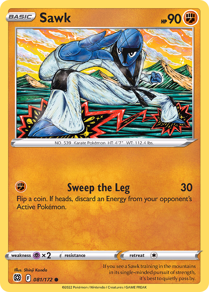 Sawk Pokemon card (081/172, Brilliant Stars)
