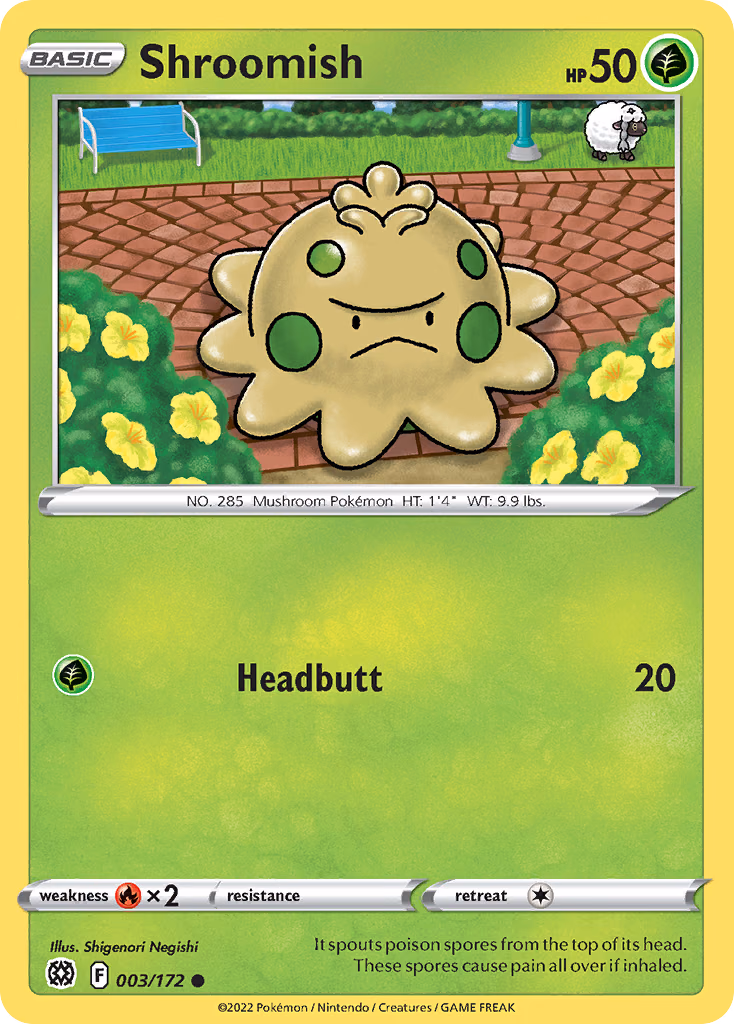 Shroomish Pokemon card (003/172, Brilliant Stars)
