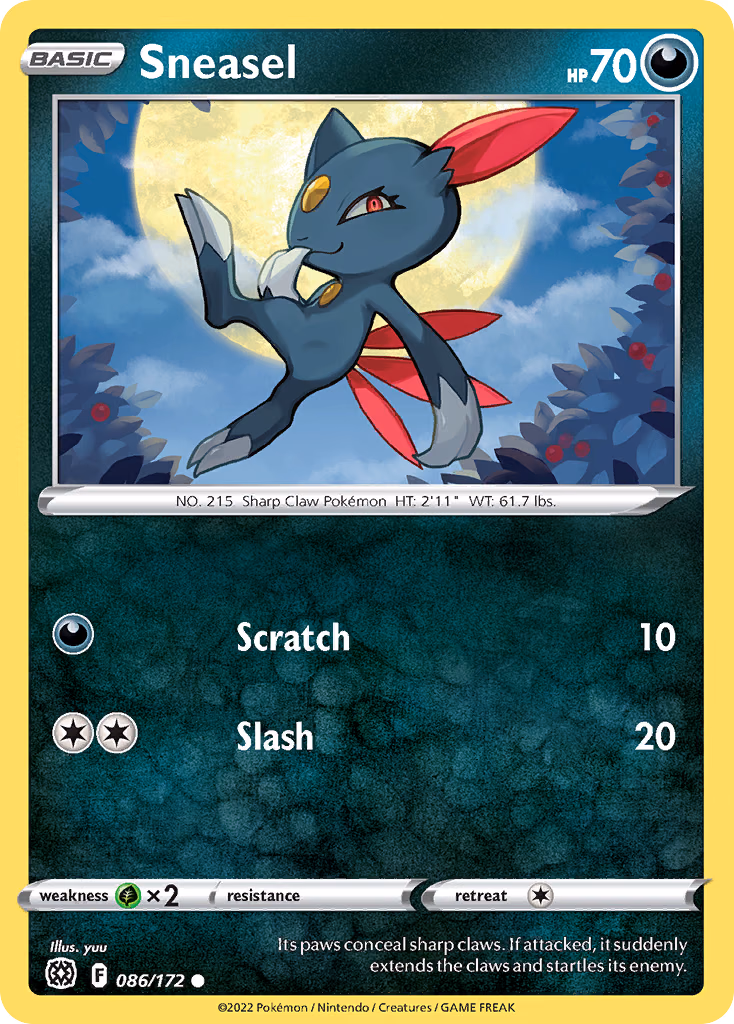 Sneasel Pokemon card (086/172, Brilliant Stars)