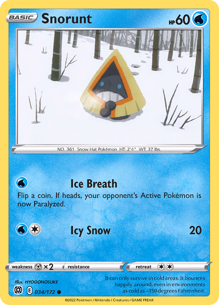 Snorunt Pokemon card (034/172, Brilliant Stars)