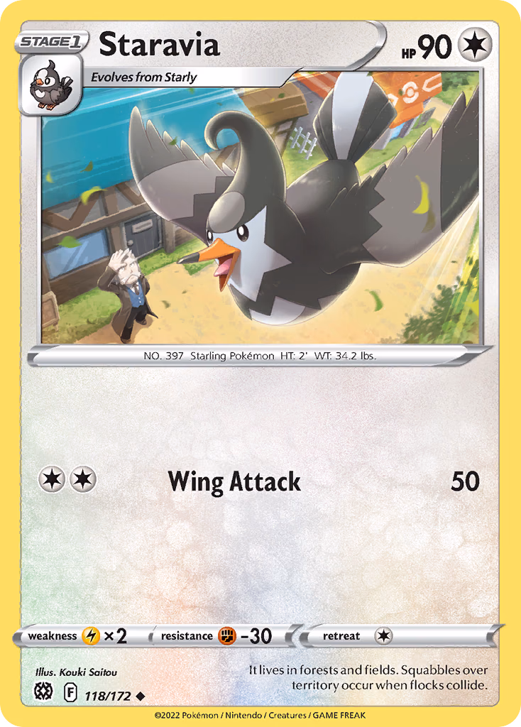 Staravia Pokemon card (118/172, Brilliant Stars)