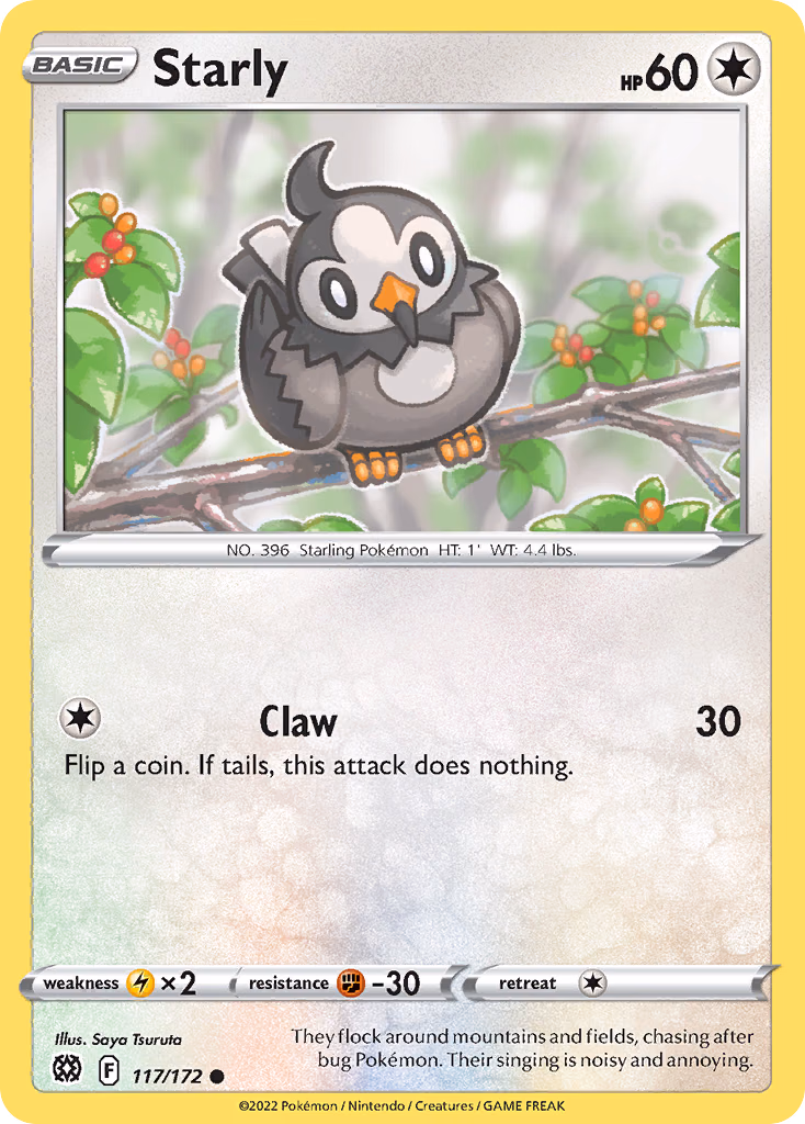 Starly Pokemon card (117/172, Brilliant Stars)