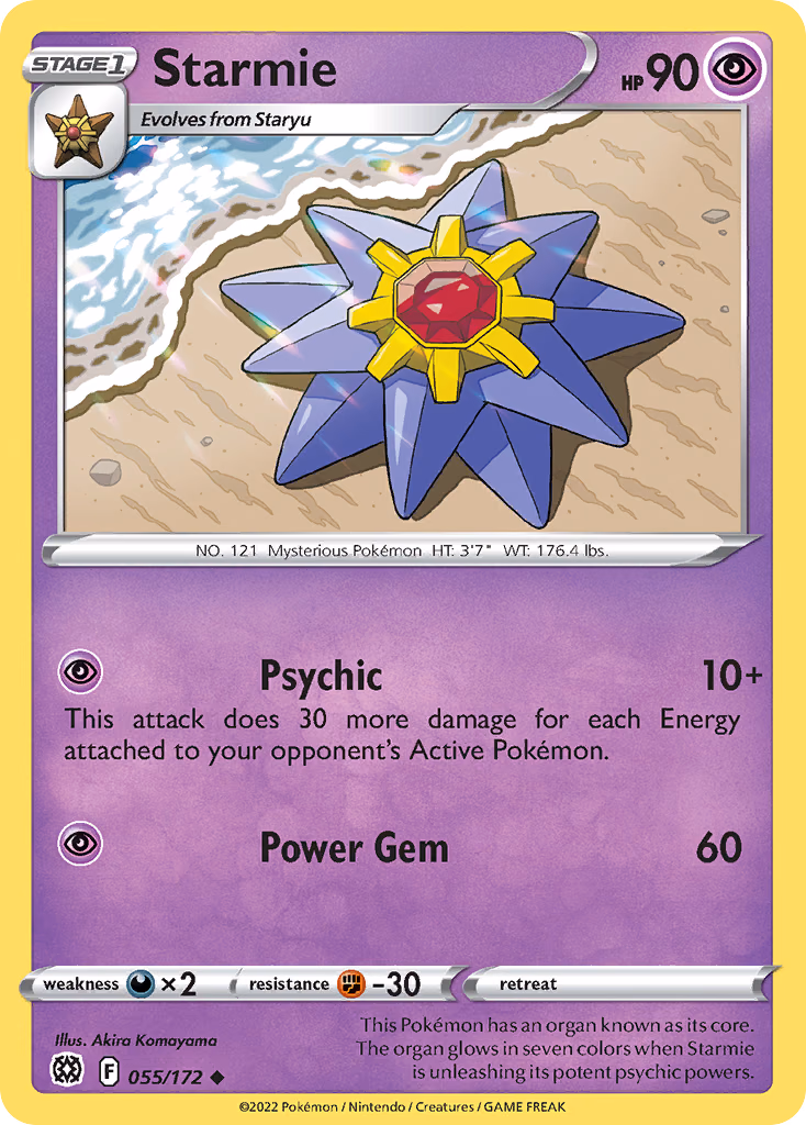 Starmie Pokemon card (055/172, Brilliant Stars)