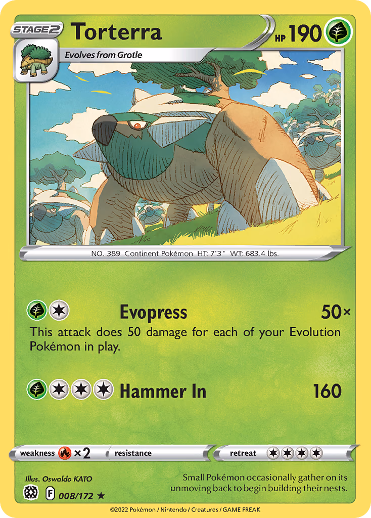 Torterra Pokemon card (008/172, Brilliant Stars)