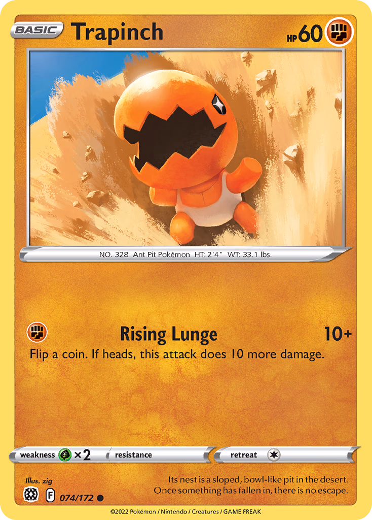 Trapinch Pokemon card (074/172, Brilliant Stars)