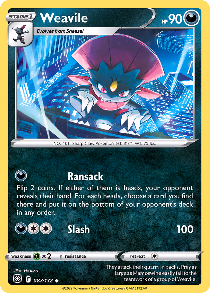 Weavile Pokemon card (087/172, Brilliant Stars)