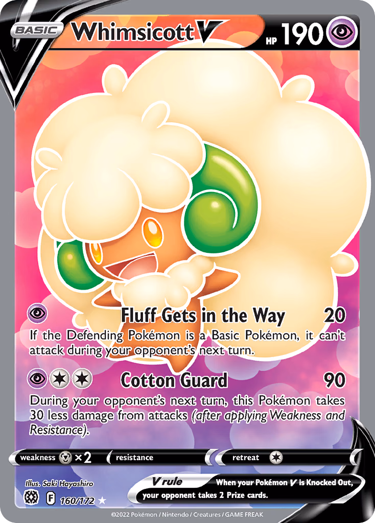 Whimsicott V Pokemon card (160/172, Brilliant Stars)