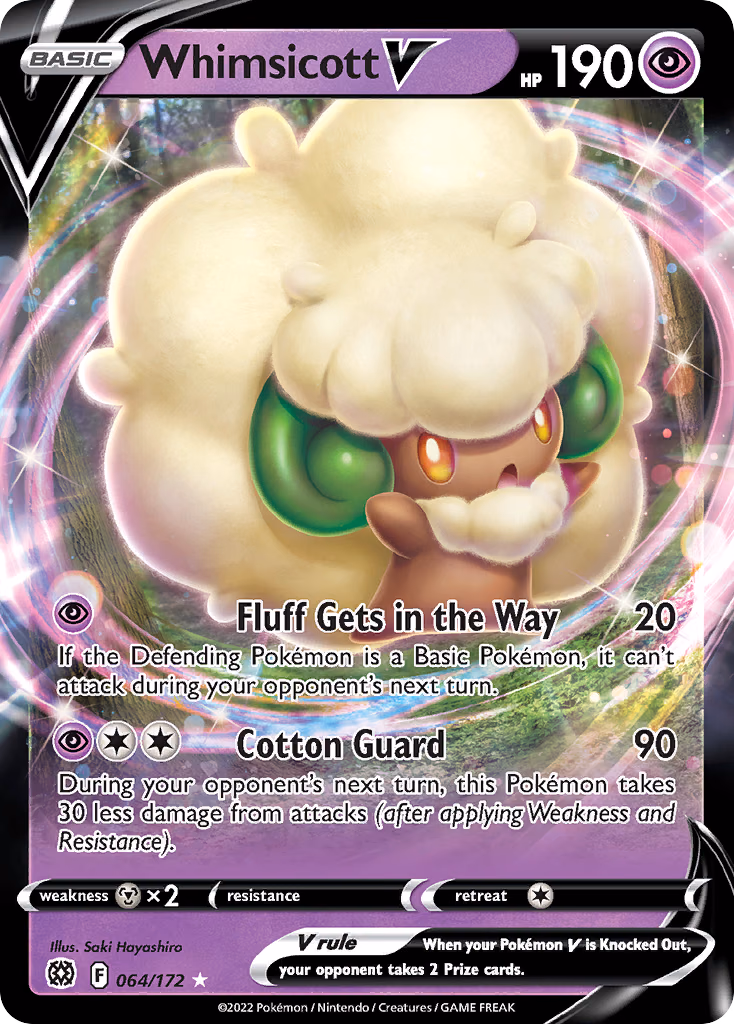 Whimsicott V Pokemon card (064/172, Brilliant Stars)