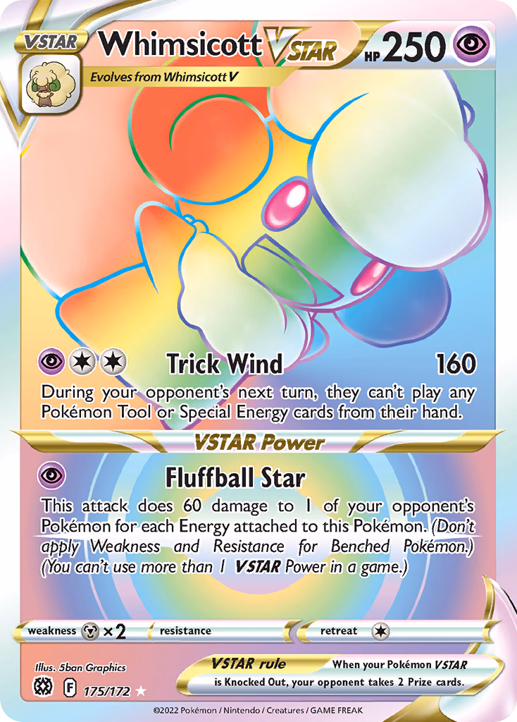 Whimsicott VSTAR Pokemon card (175/172, Brilliant Stars)