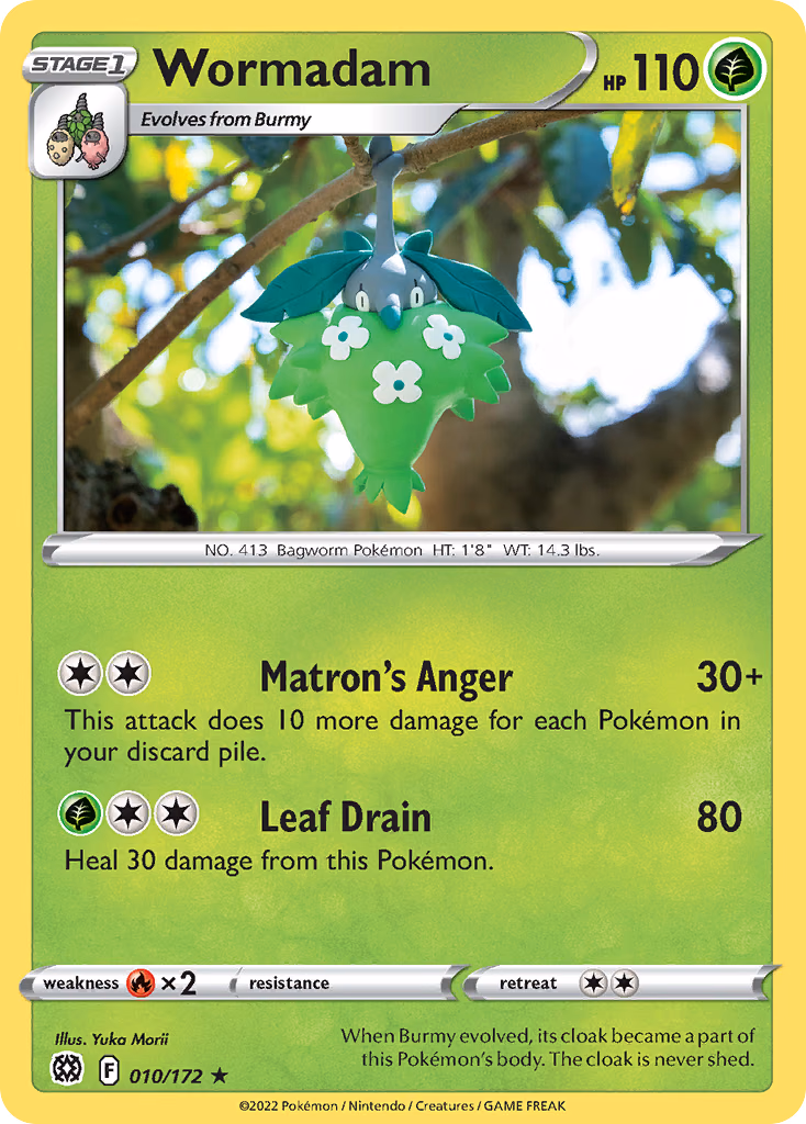 Wormadam Pokemon card (010/172, Brilliant Stars)