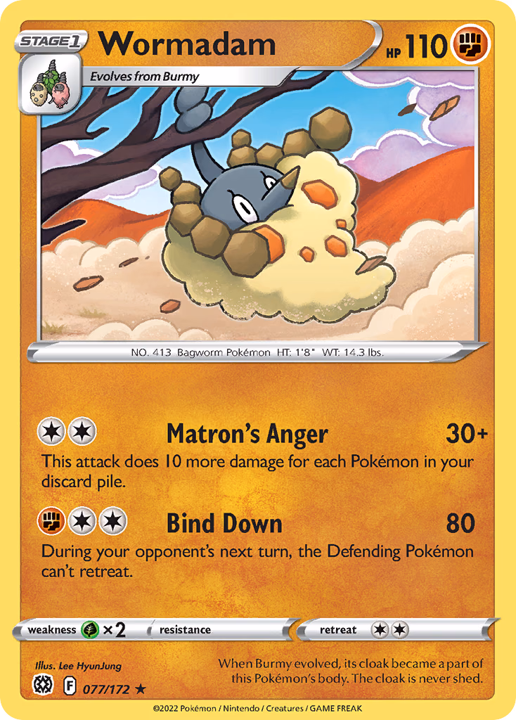 Wormadam Pokemon card (077/172, Brilliant Stars)