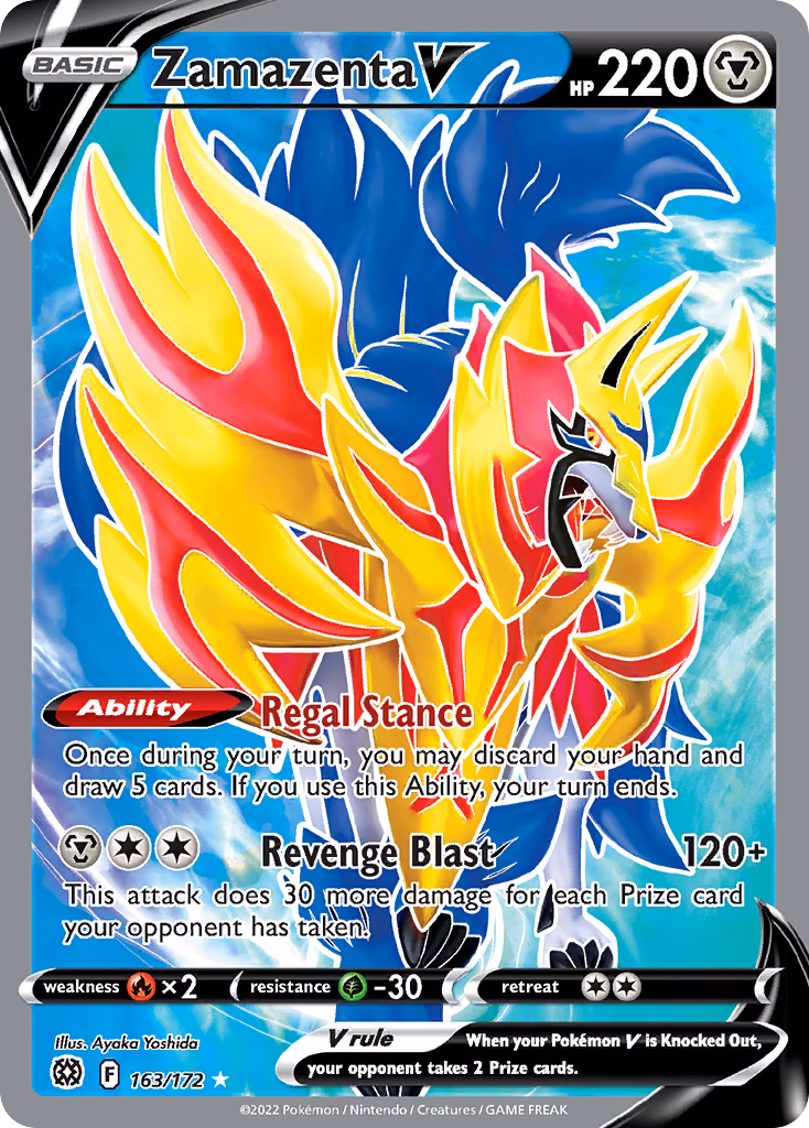 Zamazenta V Pokemon card (163/172, Brilliant Stars)