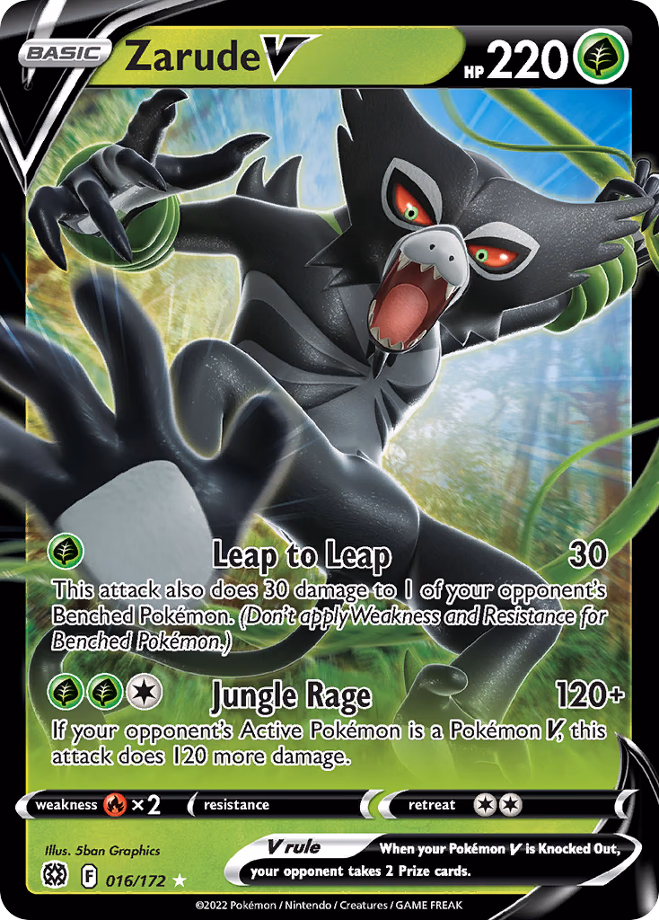 Zarude V Pokemon card (016/172, Brilliant Stars)