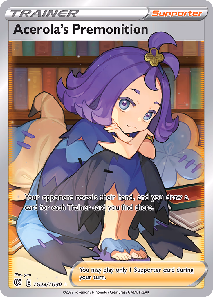 Acerola's Premonition Pokemon card (TG24/TG30, Brilliant Stars Trainer Gallery)