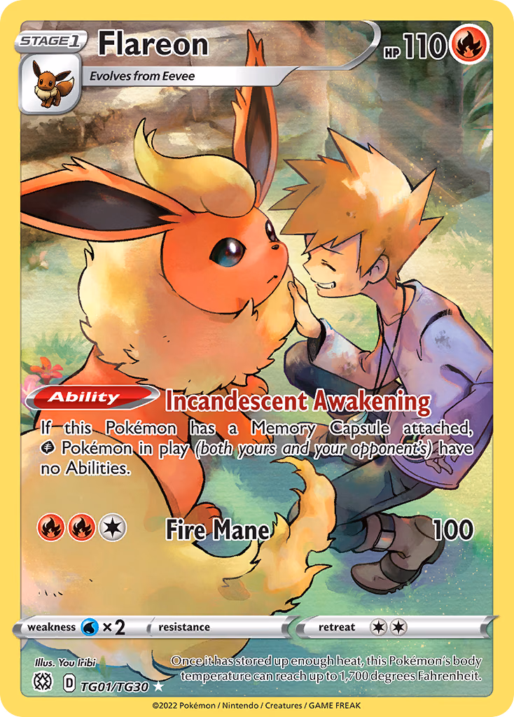 Flareon Pokemon card (TG01/TG30, Brilliant Stars Trainer Gallery)