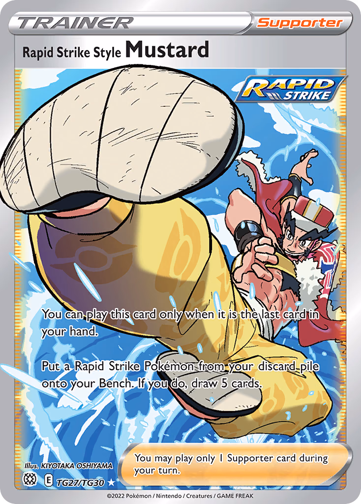 Rapid Strike Style Mustard Pokemon card (TG27/TG30, Brilliant Stars Trainer Gallery)