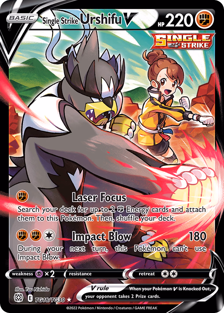 Single Strike Urshifu V Pokemon card (TG18/TG30, Brilliant Stars Trainer Gallery)