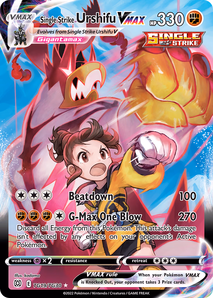 Single Strike Urshifu VMAX Pokemon card (TG19/TG30, Brilliant Stars Trainer Gallery)