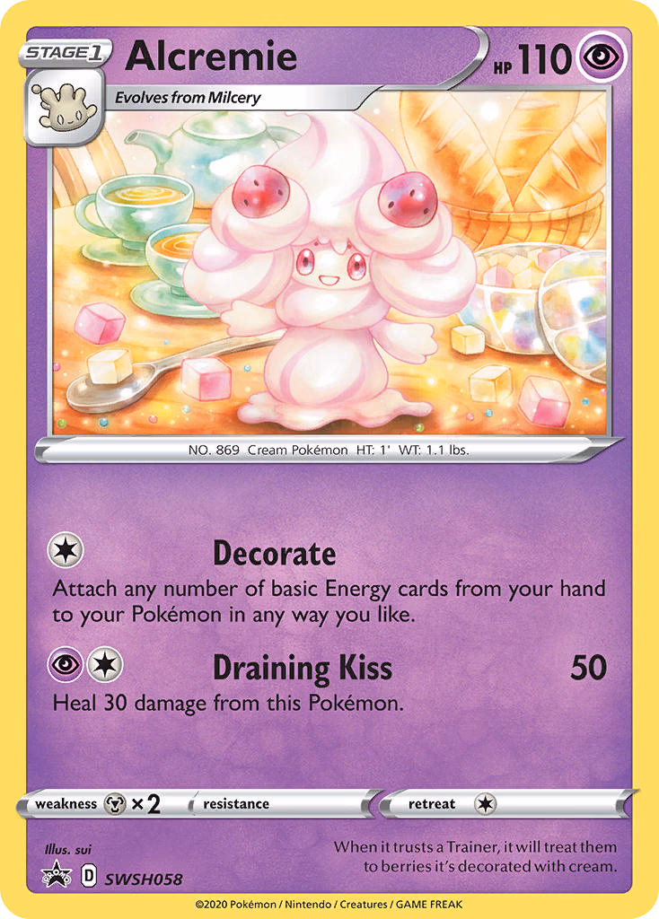 Alcremie Pokemon card (SWSH058, SWSH Black Star Promos)