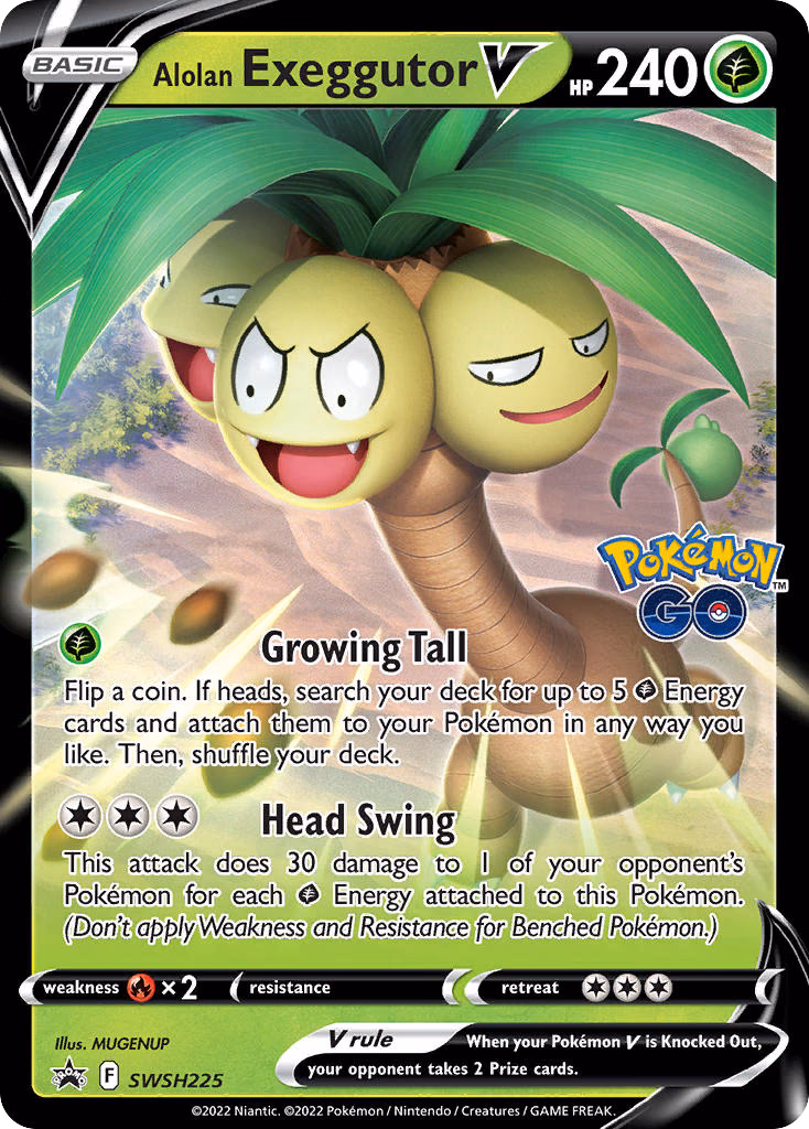 Alolan Exeggutor V Pokemon card (SWSH225, SWSH Black Star Promos)