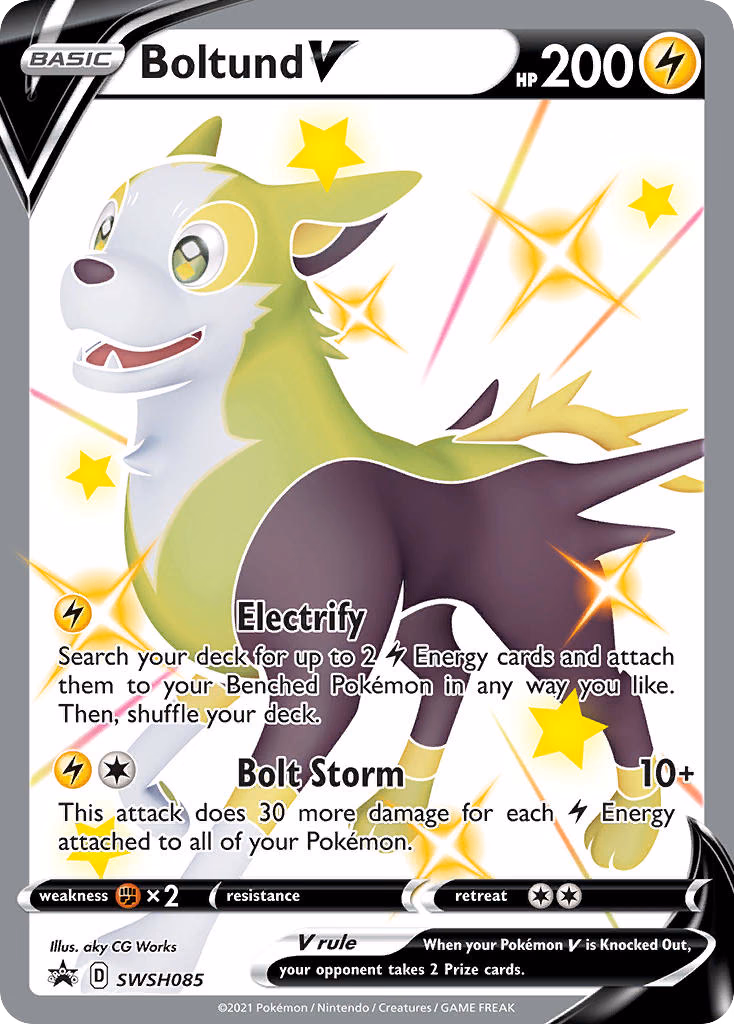 Boltund V Pokemon card (SWSH085, SWSH Black Star Promos)