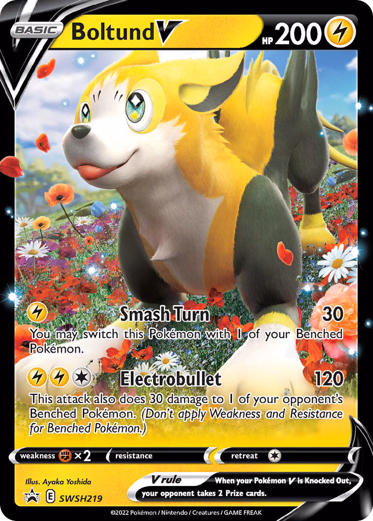 Boltund V Pokemon card (SWSH219, SWSH Black Star Promos)