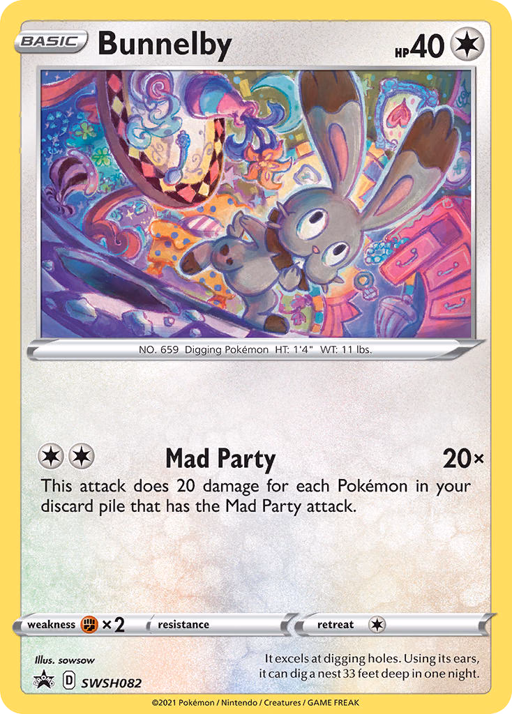 Bunnelby Pokemon card (SWSH082, SWSH Black Star Promos)