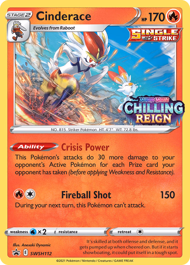 Cinderace Pokemon card (SWSH112, SWSH Black Star Promos)