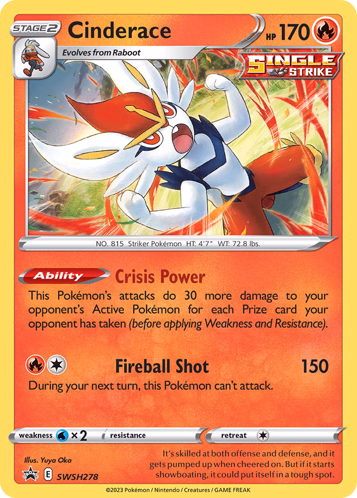 Cinderace Pokemon card (SWSH278, SWSH Black Star Promos)