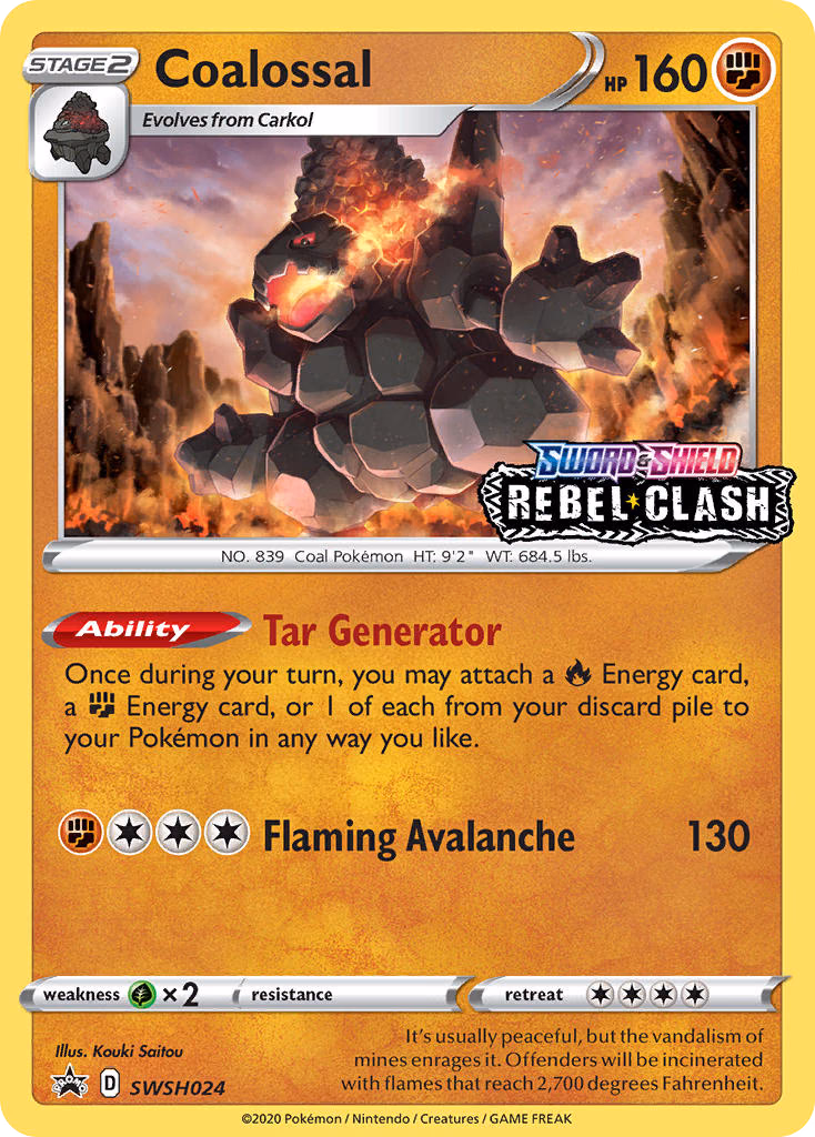 Coalossal Pokemon card (SWSH024, SWSH Black Star Promos)