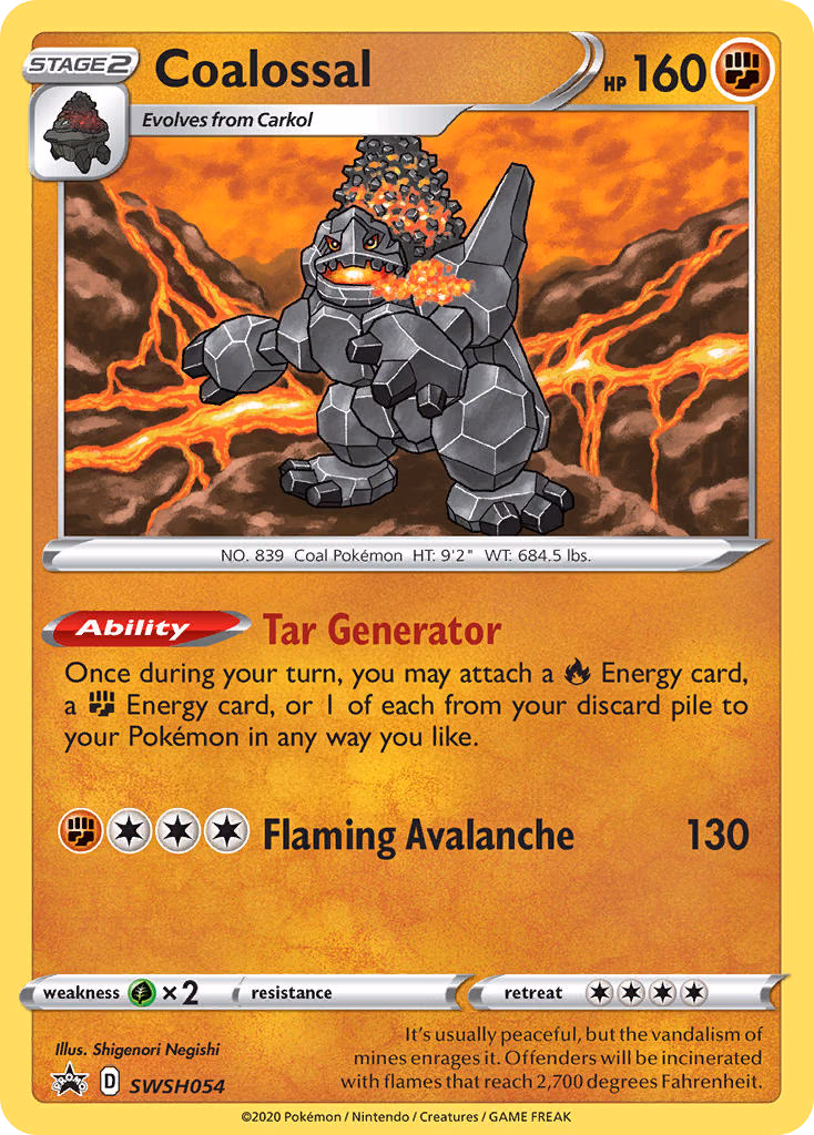 Coalossal Pokemon card (SWSH054, SWSH Black Star Promos)