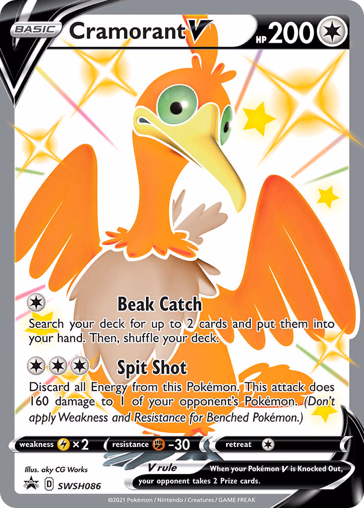 Cramorant V Pokemon card (SWSH086, SWSH Black Star Promos)