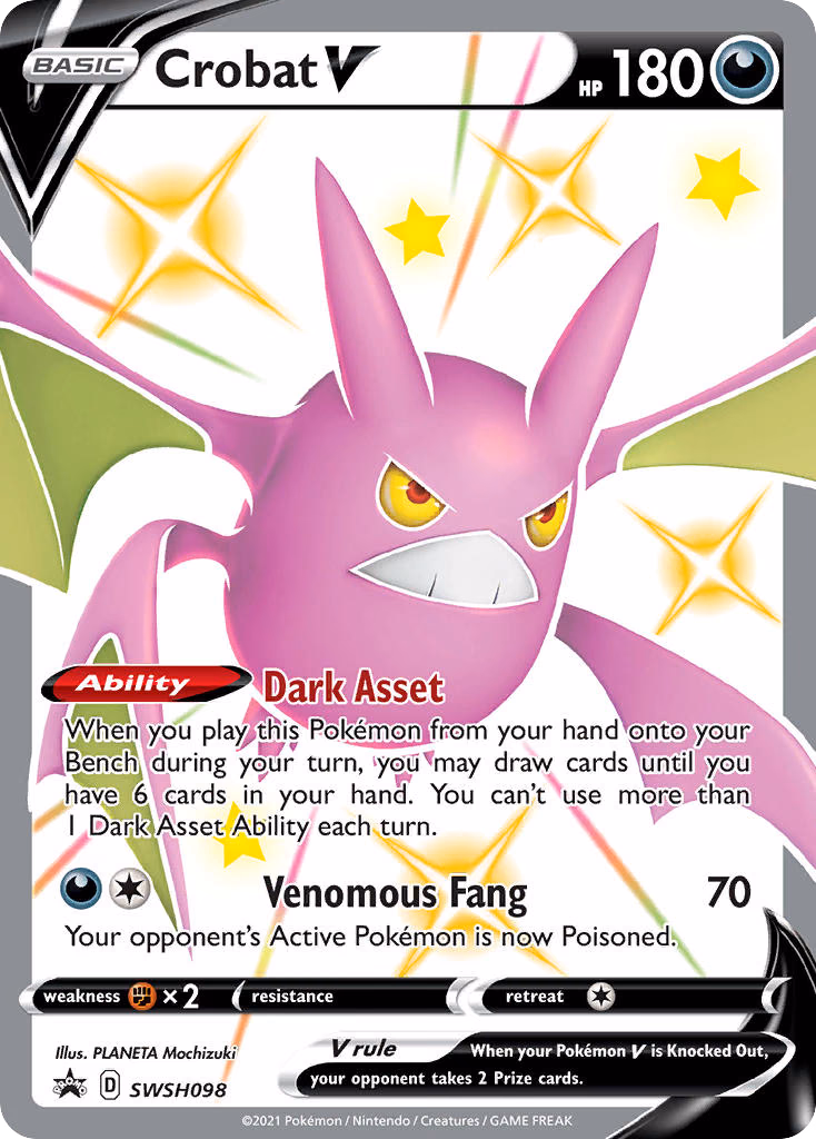 Crobat V Pokemon card (SWSH098, SWSH Black Star Promos)