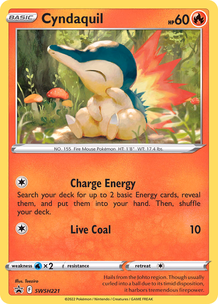 Cyndaquil Pokemon card (SWSH221, SWSH Black Star Promos)