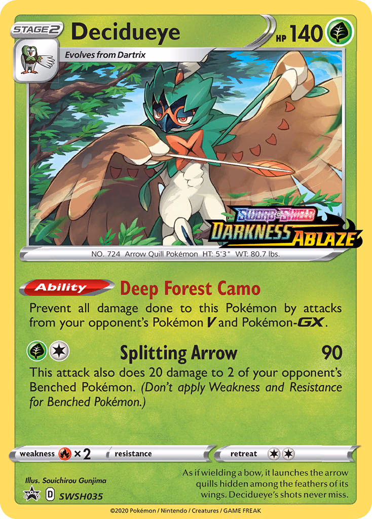 Decidueye Pokemon card (SWSH035, SWSH Black Star Promos)