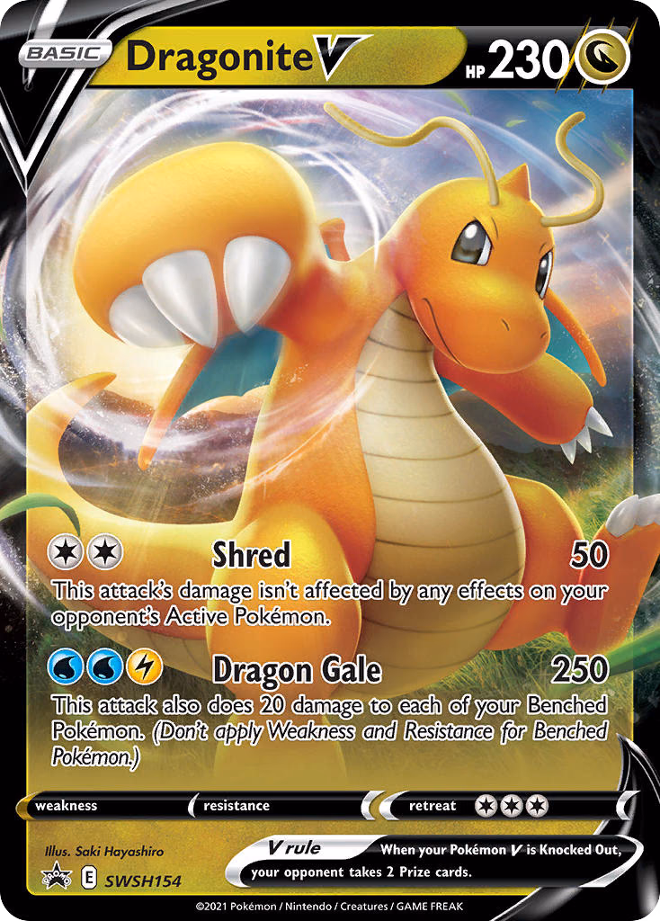 Dragonite V Pokemon card (SWSH154, SWSH Black Star Promos)