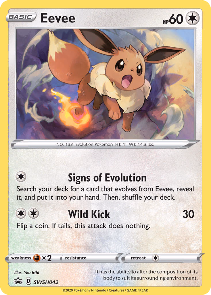 Eevee Pokemon card (SWSH042, SWSH Black Star Promos)