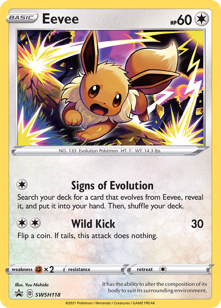 Eevee Pokemon card (SWSH118, SWSH Black Star Promos)