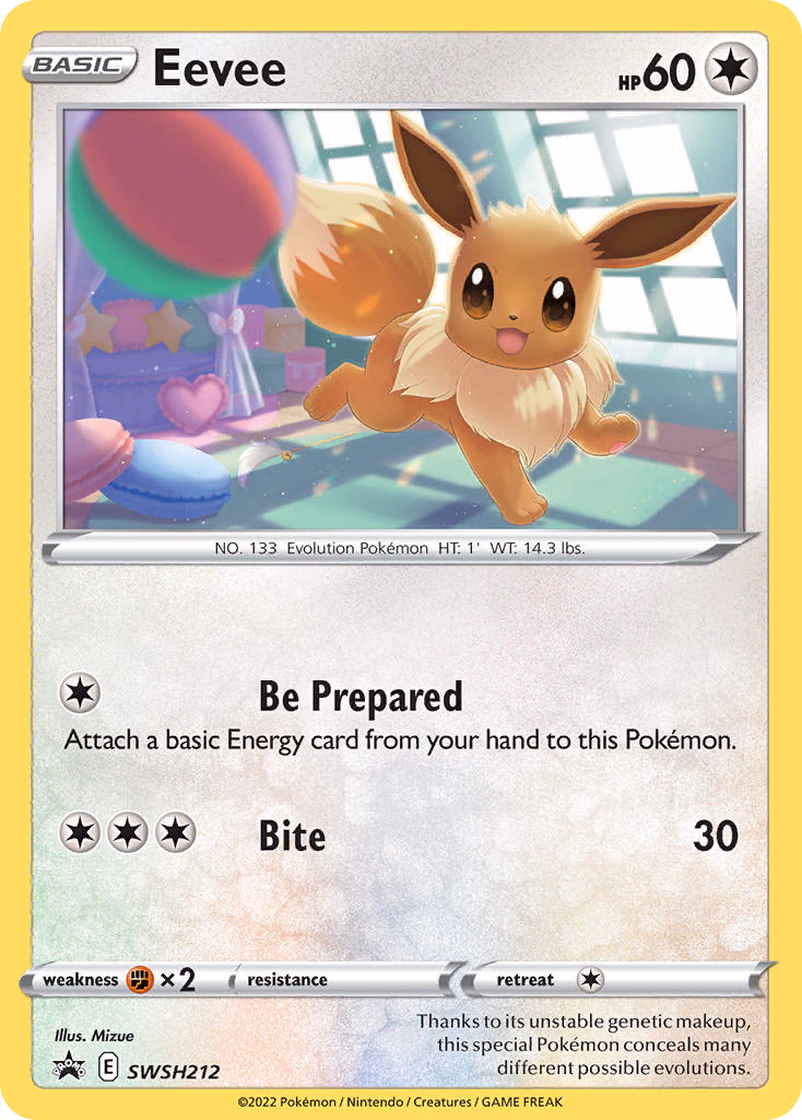 Eevee Pokemon card (SWSH212, SWSH Black Star Promos)