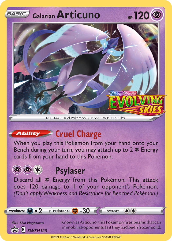 Galarian Articuno Pokemon card (SWSH123, SWSH Black Star Promos)