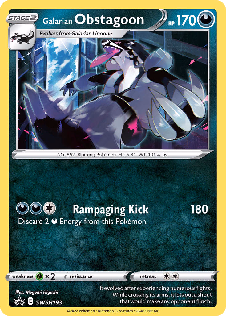 Galarian Obstagoon Pokemon card (SWSH193, SWSH Black Star Promos)