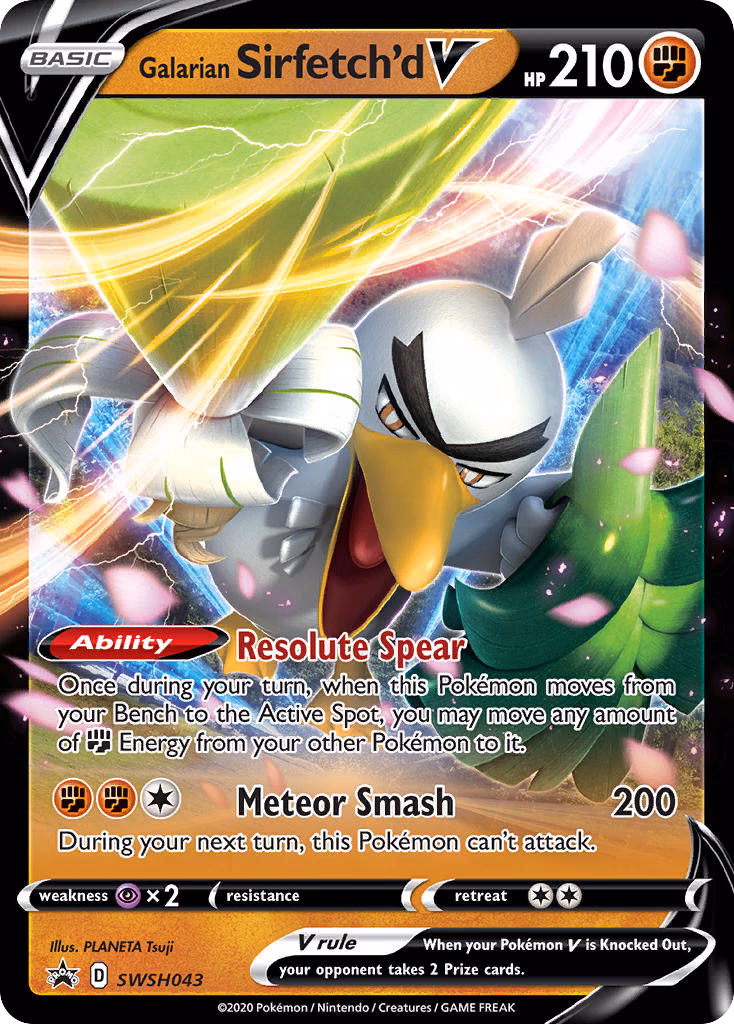 Galarian Sirfetch'd V Pokemon card (SWSH043, SWSH Black Star Promos)