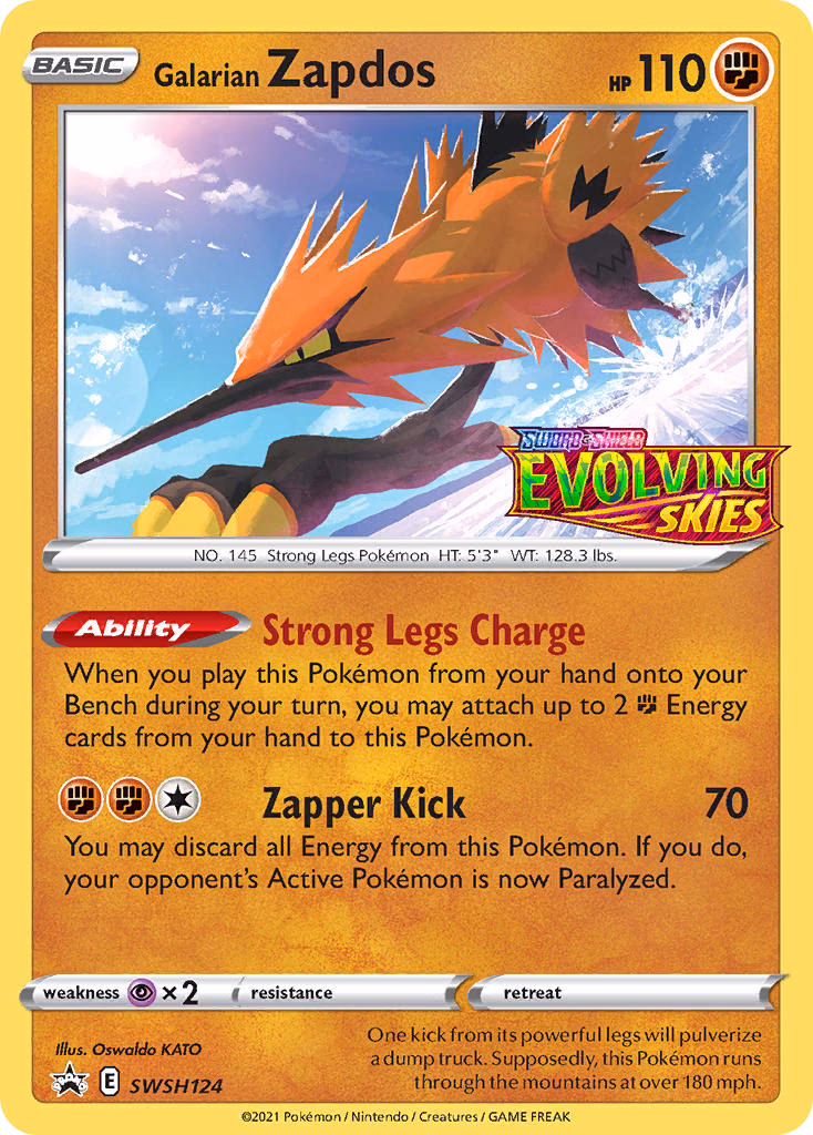 Galarian Zapdos Pokemon card (SWSH124, SWSH Black Star Promos)